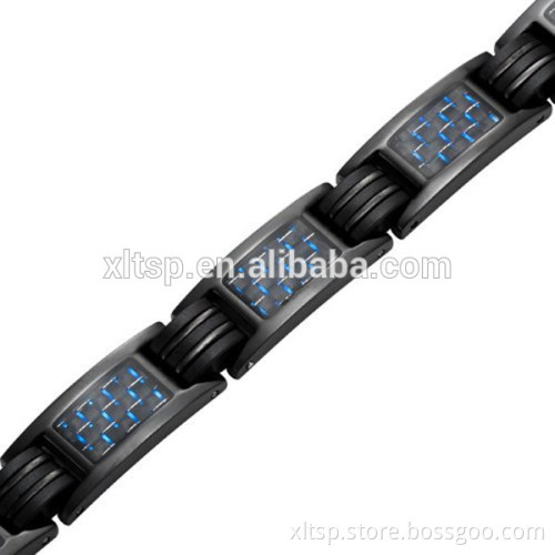 XLT wholesale men black carbon fiber silicone rubber bracelet charms